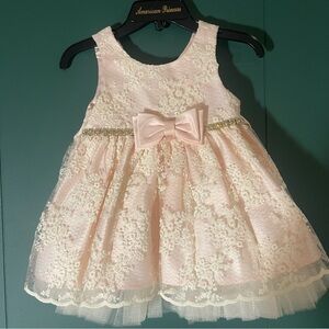 American Princess Blush Lace Dress with Bow